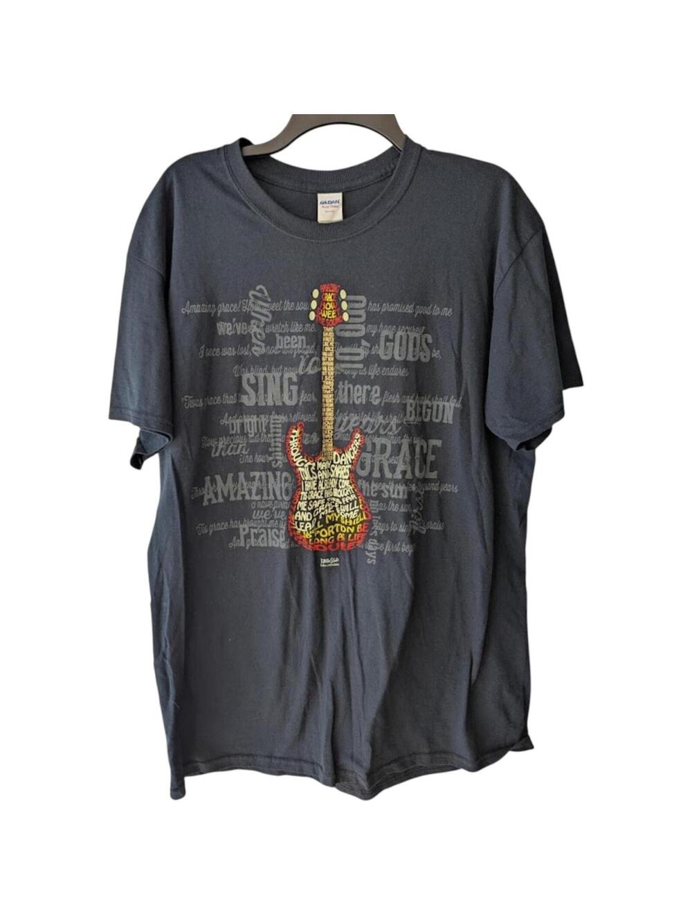 Vtg 2014 Kerusso Guitar Tshirt Large Jesus Faith Amazing Grace Christian Tee y2k